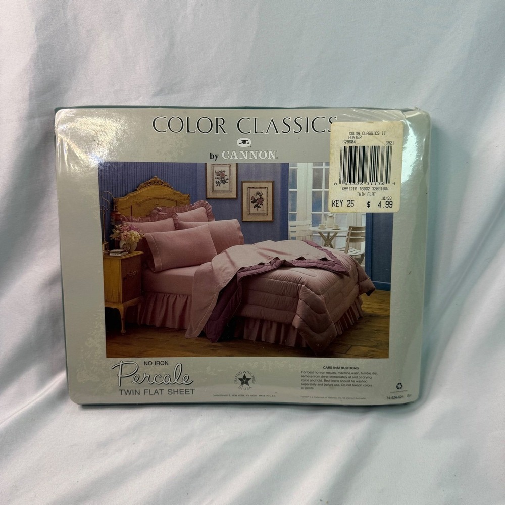 Vintage Cannon Color Classics Twin Flat Sheet Hunter Green‎ No Iron Percale USA